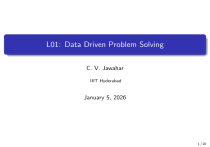 L01: Data Driven Problem Solving - ML Lecture Notes