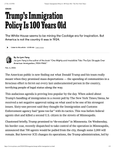 Trump's Immigration Policy: 100 Years Old - NY Times