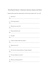 Mixed Reported Speech Exercises: Statements, Questions, Requests, Orders