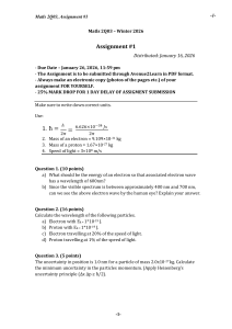 Matls 2Q03 Assignment 1: Quantum Mechanics Problems