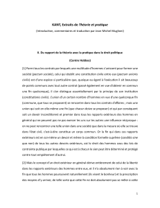 Kant : Th&eacute;orie et pratique dans le droit politique