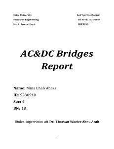 AC&DC Bridges Report: Electrical Measurement Techniques