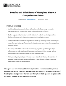 Methylene Blue Benefits & Side Effects: Comprehensive Guide