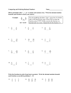 Comparing and Ordering Rational Numbers Worksheet