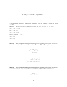 Computational Assignment 1: Linear Equations & Matrices