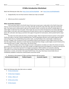 El Ni&ntilde;o Introduction Worksheet - Oceanography Lesson