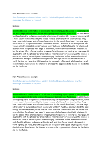 Sample Answer: Kevin Rudd Speech Analysis