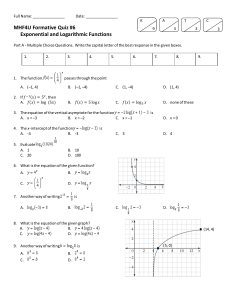MHF4U Formative Quiz #6: Exponential and Logarithmic Functions