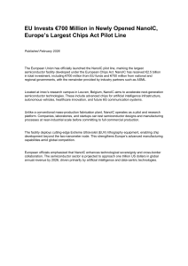 EU Invests &euro;700M in NanoIC Pilot Line