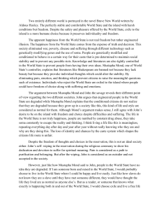 Brave New World Essay: Freedom vs. Happiness