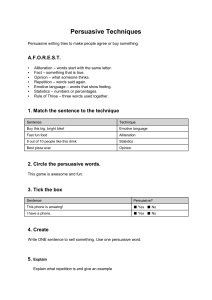 Persuasive Techniques Worksheet