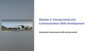Module 2: Interpersonal and Communication Skills Development