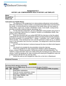 Elmhurst University Nursing Health History Lab Template Assignment 6.3