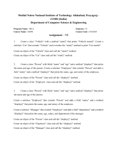 OOPS Assignment VI - Inheritance Exercises