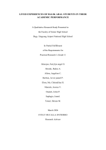 Lived Experiences of Balik Aral Students in Academic Performance