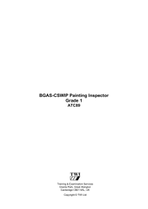 BGAS-CSWIP Painting Inspector Grade 1 Training Manual