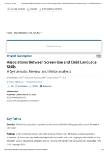 Screen Use and Child Language Skills: Meta-analysis