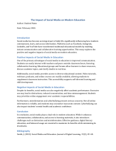 Social Media's Impact on Modern Education Essay