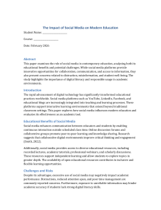 The Impact of Social Media on Modern Education