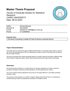 Master Thesis Proposal: Time Series Forecasting of Oil Fields