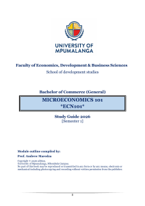 Microeconomics 101 Study Guide 2026 - University of Mpumalanga