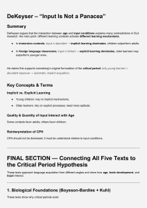 DeKeyser - Input Is Not a Panacea