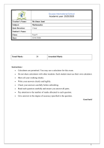 Year 9 Mathematics Quiz