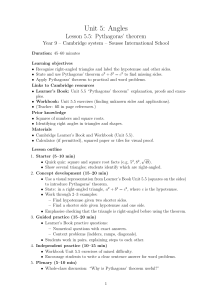 Year 9 Math Lesson Plan: Pythagoras' Theorem