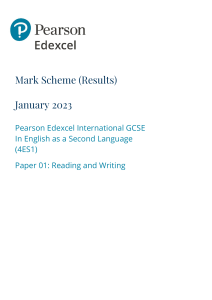 Edexcel IGCSE ESL Mark Scheme Jan 2023