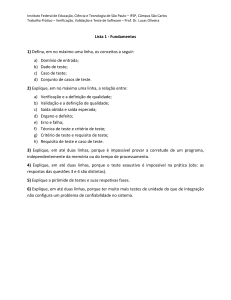 Lista de Exerc&iacute;cios - Fundamentos de Teste de Software