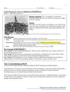 APUSH Unit 7 Guided Reading: America as World Power 1890-1945