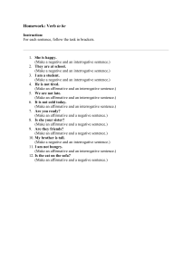 Homework: Verb to be Worksheet
