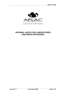 APLAC TC 002 Internal Audits for Laboratories and Inspection Bodies