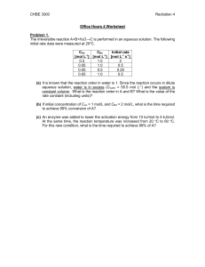 CHBE 3300 Recitation 4 Worksheet: Reaction Kinetics Problems