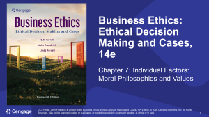 Chapter 7: Moral Philosophies & Values in Business Ethics