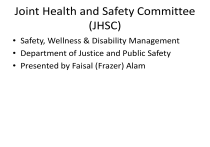 Joint Health and Safety Committee (JHSC) Presentation