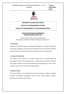 SCMA306 Logistics and Physical Distribution Course Outline 2025