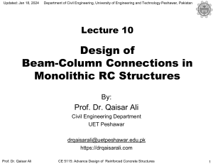 Design of Beam-Column Connections in Monolithic RC Structures
