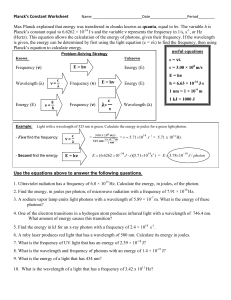 Planck's Constant Worksheet