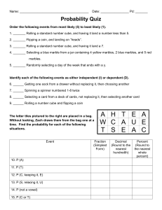 Probability Quiz: Middle School Math Assessment