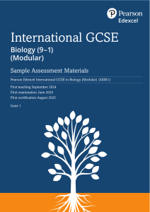 Edexcel IGCSE Biology Sample Assessment Materials