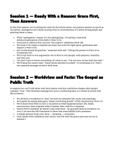 Apologetics Course: Grace, Worldview, & Objections