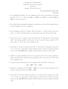 Math 123 Vectors and Geometry Exercise 2
