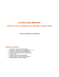 Fiches Aide-M&eacute;moire Conduction Thermique Transitoire