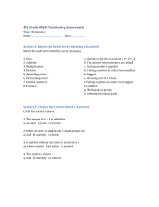 4th Grade Math Vocabulary Assessment