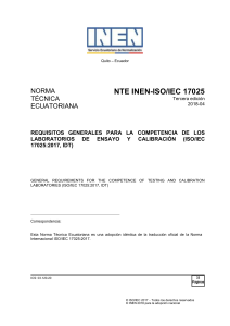 NTE INEN-ISO/IEC 17025: Requisitos para laboratorios de ensayo y calibraci&oacute;n