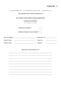 CXC HE-5 Home Economics Practical Assignment Plan Sheet
