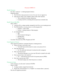 CMPSC311 Processes Lecture Notes