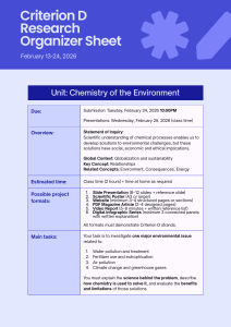 Chemistry of the Environment Research Organizer Sheet