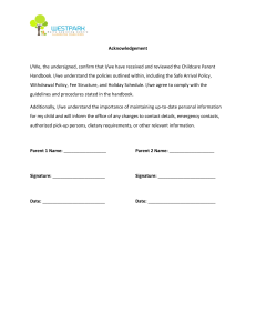Childcare Parent Handbook Acknowledgement Form
